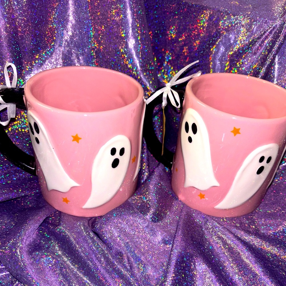 Halloween Pink Ghost Mug Set